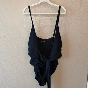 aerie Black One-Piece Swimsuit with Front Tie